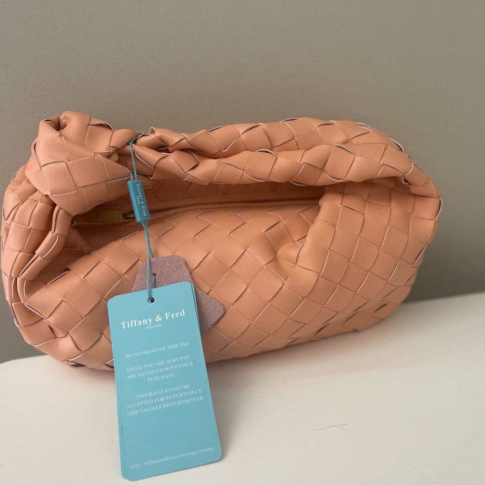 Tiffany & Fred Coral Woven Clutch